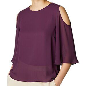 Sam Edelman Plum Cold Shoulder Blouse Women's Size XS